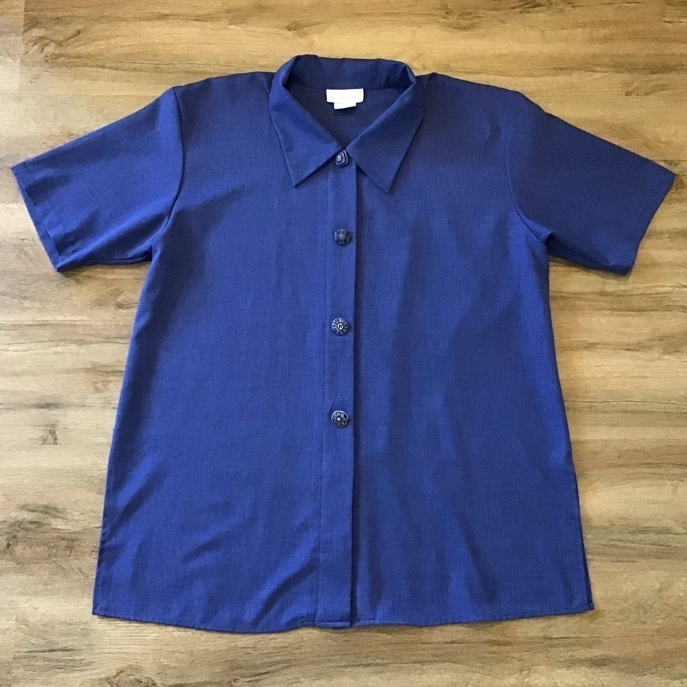 VINTAGE Pride & Joy Size 18W House Coat Shirt Button Down Alice Brady Blue